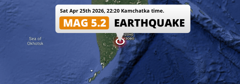 On Saturday Evening a Significant M5.2 Earthquake struck in the North Pacific Ocean near Petropavlovsk-Kamchatsky (Russia).