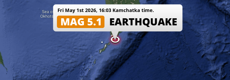 Significant M5.1 Earthquake struck on Friday Afternoon in the North Pacific Ocean 267km from Petropavlovsk-Kamchatsky (Russia).