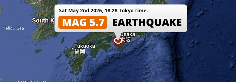 On Saturday Evening a Significant M5.7 Earthquake struck near Minato in Japan.