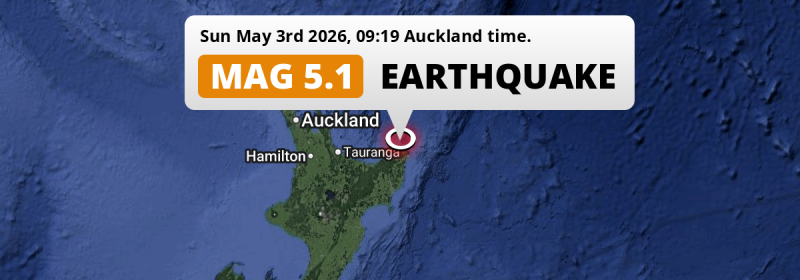 Significant M5.1 Earthquake struck on Sunday Morning 180km from Tauranga in New Zealand.