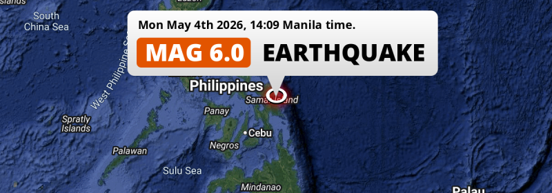Strong M6.0 Earthquake struck on Monday Afternoon near Tacloban in The Philippines.
