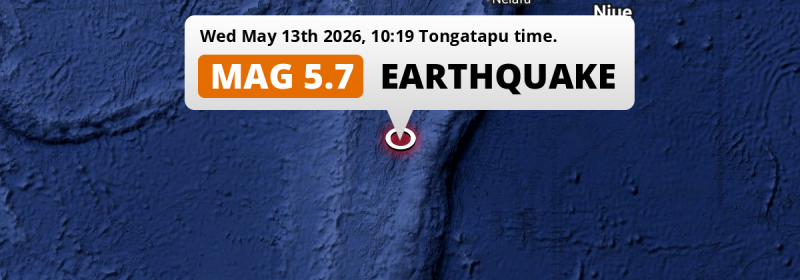 On Wednesday Morning a Significant M5.7 Earthquake struck in the South Pacific Ocean 285km from Nuku‘alofa (Tonga).