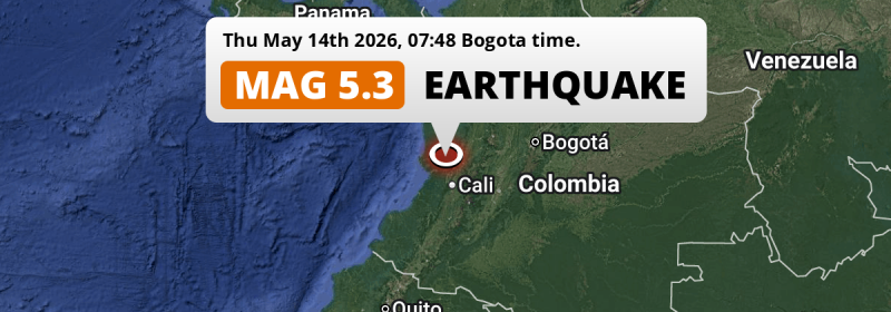 On Thursday Morning a Significant M5.3 Earthquake struck near Cali in Colombia.