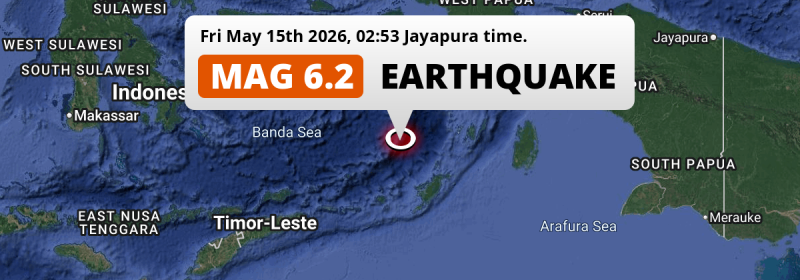 Strong M6.2 Earthquake hit in the Banda Sea 369km from Ambon (Indonesia) on Friday Night.