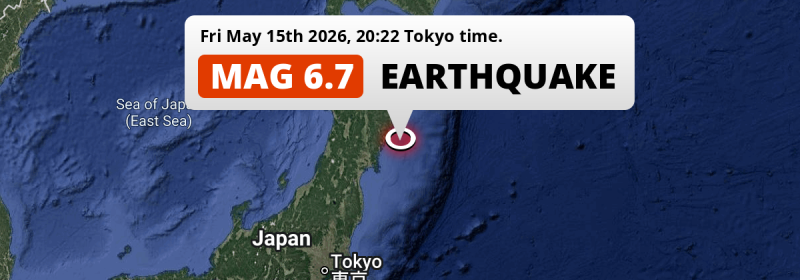 Strong M6.7 Earthquake struck on Friday Evening in the North Pacific Ocean near Kamaishi (Japan).