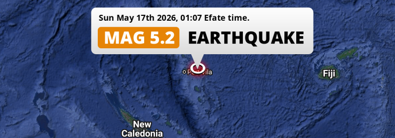 On Sunday Night a Shallow M5.2 FORESHOCK struck in the Coral Sea near Port-Vila (Vanuatu).
