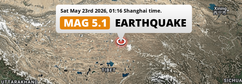 On Saturday Night a Shallow M5.1 Earthquake struck 297km from Nagqu in China.