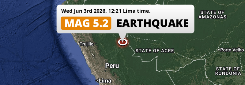 On Wednesday Afternoon a Significant M5.2 Earthquake struck near Pucallpa in Peru.