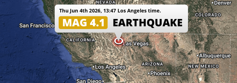 On Thursday Afternoon a Shallow M3.8 Earthquake struck near Las Vegas in The United States.