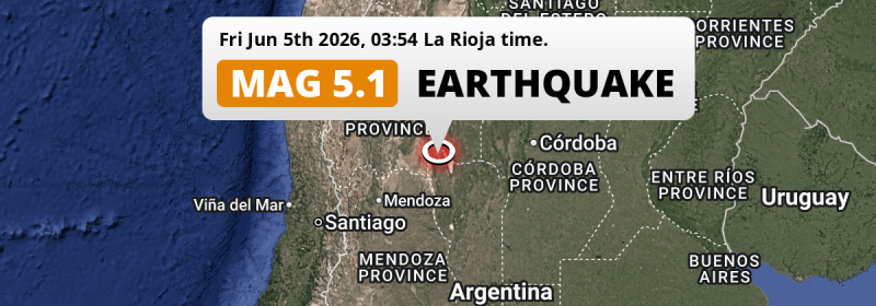 On Friday Night a Significant M5.1 Earthquake struck 146km from San Juan in Argentina.