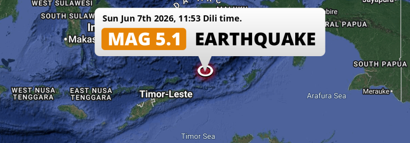 Significant M5.1 Earthquake hit in the Banda Sea 197km from Lospalos (Timor-Leste) on Sunday Morning.