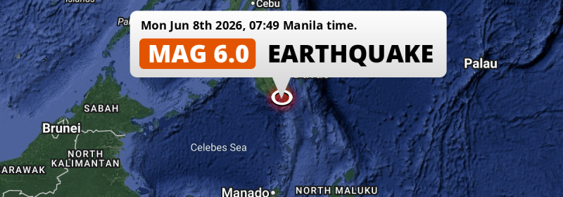 On Monday Morning a Strong M6.0 AFTERSHOCK struck in the Sulawesi Sea near General Santos (The Philippines).
