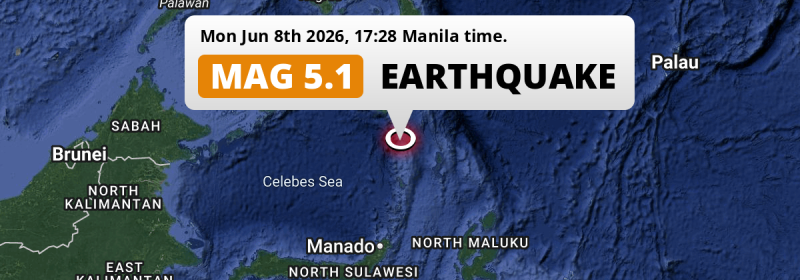 On Monday Afternoon a Significant M5.1 AFTERSHOCK struck in the Philippine Sea 159km from General Santos (The Philippines).