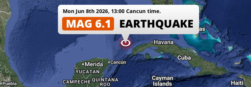 On Monday Afternoon an Unusually powerful M6.1 Earthquake struck in the Gulf Of Mexico 152km from Pinar del Río (Cuba).
