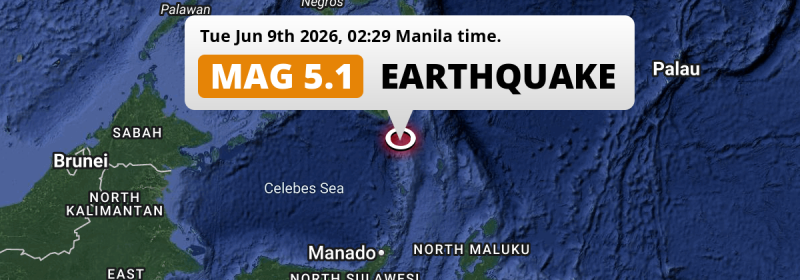 On Tuesday Night a Significant M5.1 Earthquake struck in the Philippine Sea 135km from General Santos (The Philippines).