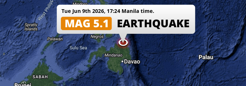 On Tuesday Afternoon a Shallow M5.1 Earthquake struck near Butuan in The Philippines.