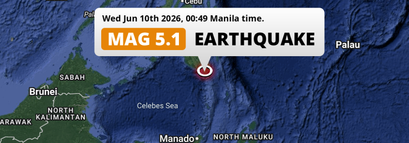 On Wednesday Night a Significant M5.1 AFTERSHOCK struck in the Philippine Sea near General Santos (The Philippines).