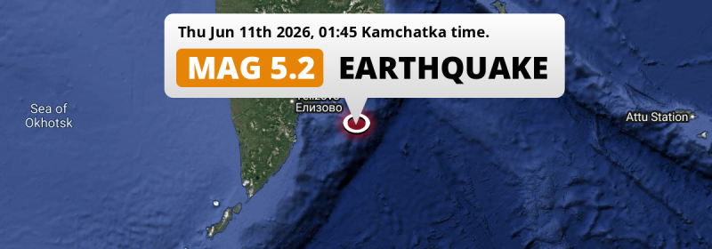 On Thursday Night a Shallow M5.2 AFTERSHOCK struck in the North Pacific Ocean 156km from Petropavlovsk-Kamchatsky (Russia).