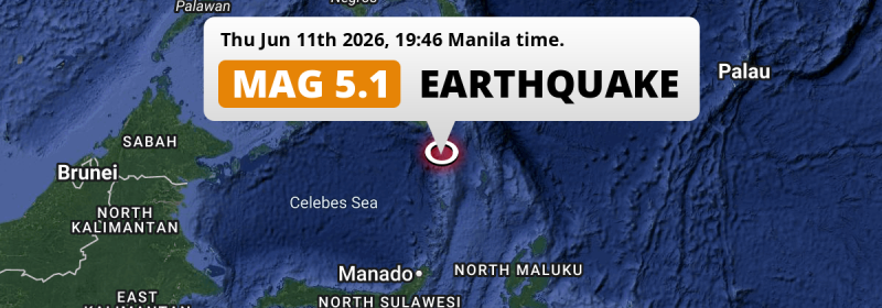 On Thursday Evening a Significant M5.1 AFTERSHOCK struck in the Philippine Sea 147km from General Santos (The Philippines).