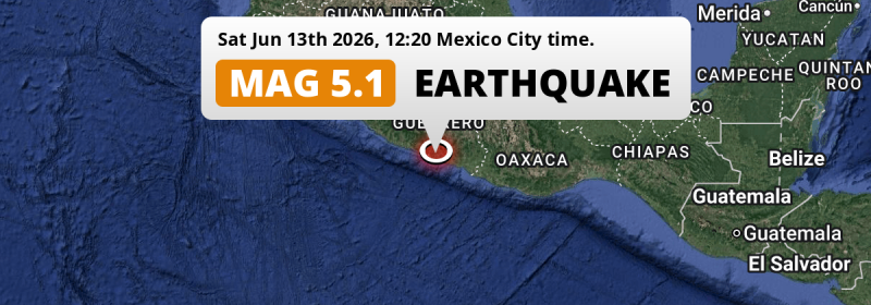 On Saturday Afternoon a Shallow M5.1 Earthquake struck near Acapulco de Juárez in Mexico.