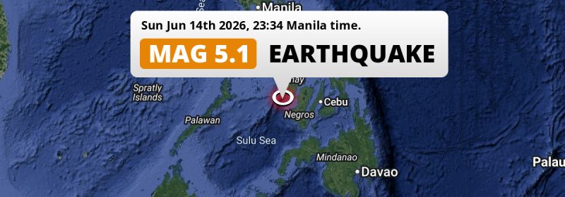 Shallow M5.1 Earthquake hit in the Sulu Sea near Iloilo (The Philippines) on Sunday Evening.