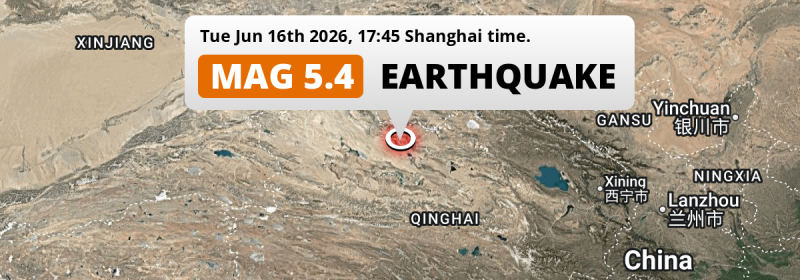On Tuesday Afternoon a Shallow M5.4 AFTERSHOCK struck 278km from Dunhuang in China.