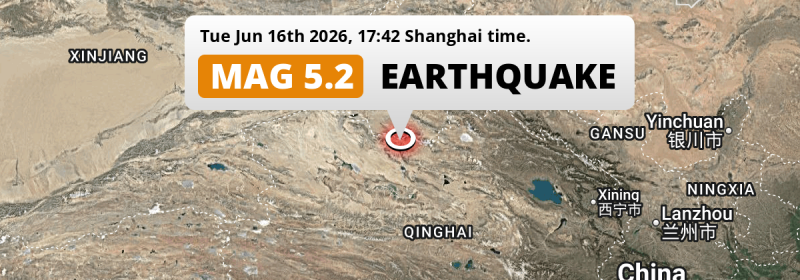 Shallow M5.2 AFTERSHOCK struck on Tuesday Afternoon 243km from Dunhuang in China.