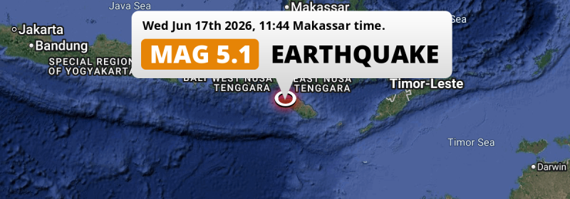 On Wednesday Morning a Significant M5.1 Earthquake struck near Waingapu in Indonesia.
