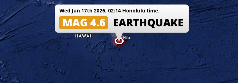 On Wednesday Night an  M4.6 Earthquake struck in the North Pacific Ocean near Hilo (The United States).