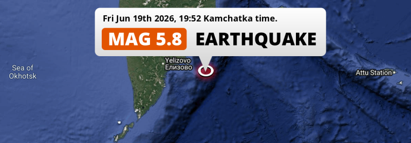Shallow M5.8 AFTERSHOCK struck on Friday Evening in the North Pacific Ocean 171km from Petropavlovsk-Kamchatsky (Russia).