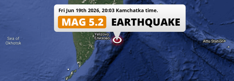 On Friday Evening a Shallow M5.2 AFTERSHOCK struck in the North Pacific Ocean 167km from Petropavlovsk-Kamchatsky (Russia).