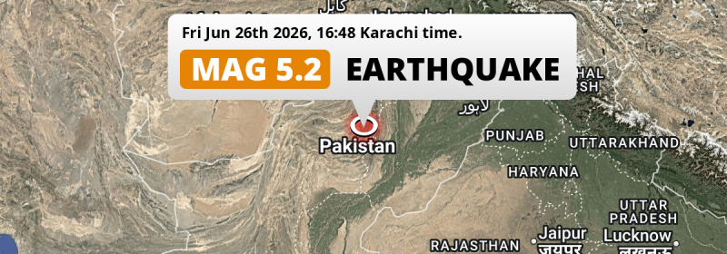 On Friday Afternoon a Shallow M5.2 Earthquake struck 178km from Multan in Pakistan.