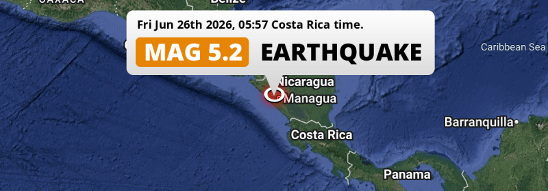 On Friday Night a Significant M5.2 Earthquake struck near Managua in Nicaragua.