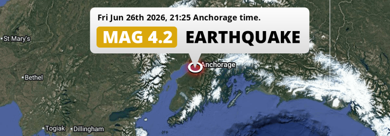 On Friday Evening an  M4.2 Earthquake struck in the Gulf Of Alaska near Anchorage (The United States).