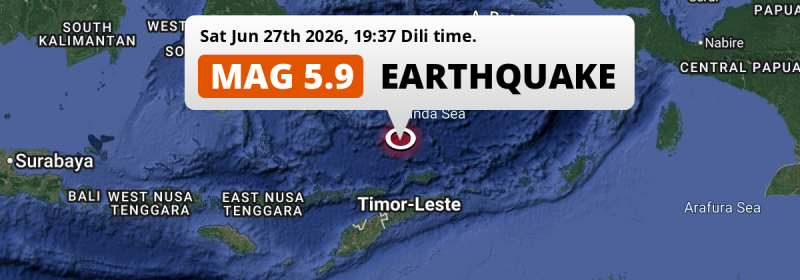 Significant M5.9 Earthquake struck on Saturday Evening in the Banda Sea 269km from Atambua (Indonesia).