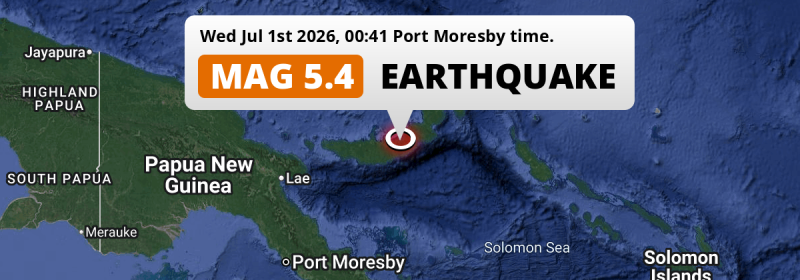 Significant M5.4 Earthquake hit near Kimbe in Papua New Guinea on Wednesday Night.