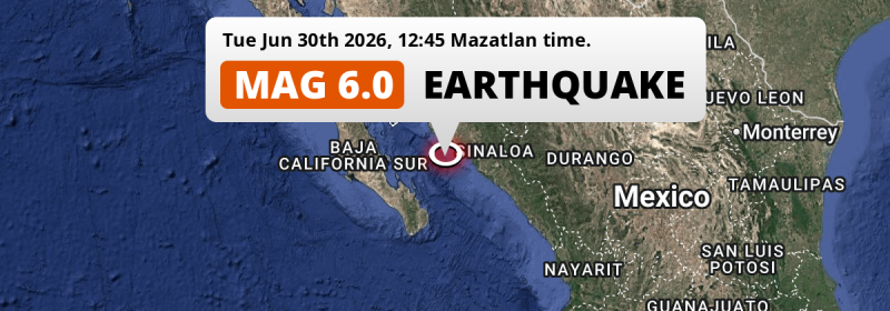 Shallow M6.0 Earthquake struck on Tuesday Afternoon 42mi from Mexico.