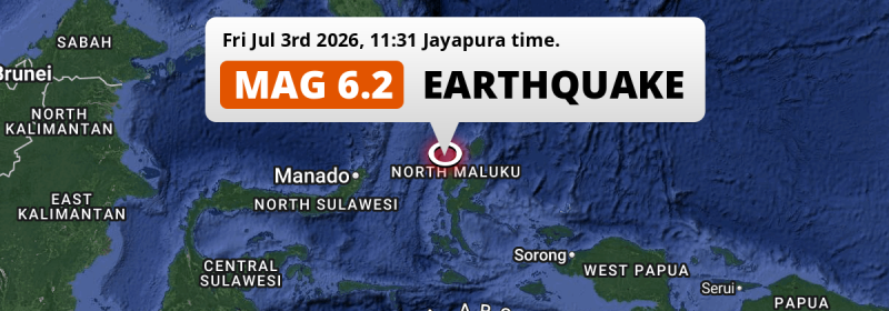 Strong M6.2 Earthquake hit in the Maluku Sea 115km from Ternate (Indonesia) on Friday Morning.