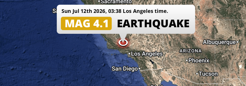 On Sunday Night a Shallow M4.1 Earthquake struck near Bakersfield in The United States.