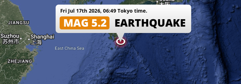 Significant M5.2 Earthquake struck on Friday Morning in the Philippine Sea near Kanoya (Japan).