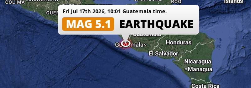 Significant M5.1 AFTERSHOCK hit in the North Pacific Ocean near Tapachula (Mexico) on Friday Morning.