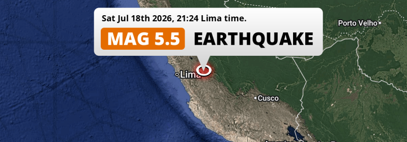 On Saturday Evening a Shallow M5.5 Earthquake struck near Huancayo in Peru.