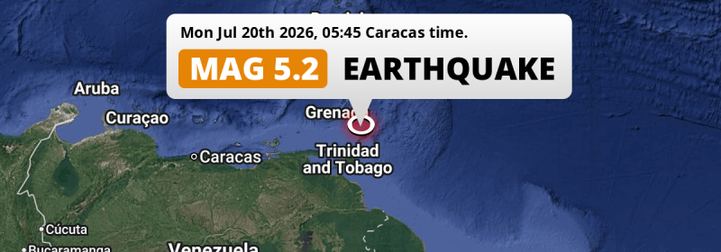 Significant M5.2 AFTERSHOCK hit in the Caribbean Sea near Scarborough (Trinidad and Tobago) on Monday Night.