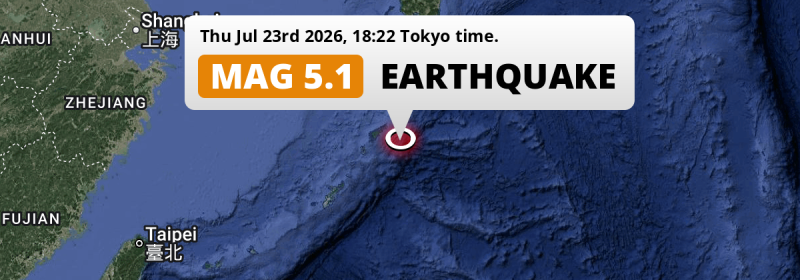 Shallow M5.1 Earthquake struck on Thursday Evening in the Philippine Sea near Naze (Japan).