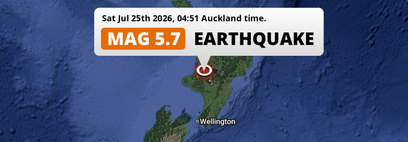On Saturday Night a Shallow M5.7 Earthquake struck 100km from New Plymouth in New Zealand.