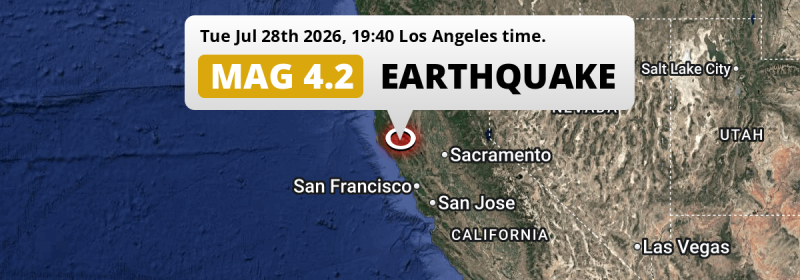 Shallow M4.2 Earthquake struck on Tuesday Evening near Santa Rosa in The United States.