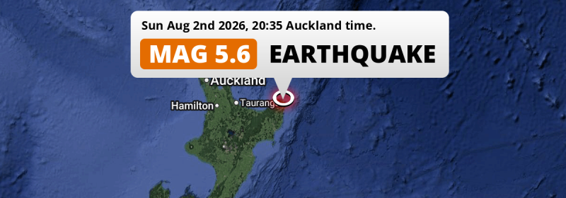 Significant M5.6 Earthquake struck on Sunday Evening 190km from Tauranga in New Zealand.