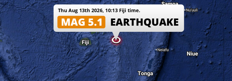 Significant M5.1 Earthquake hit in the South Pacific Ocean 273km from Labasa (Fiji) on Thursday Morning.