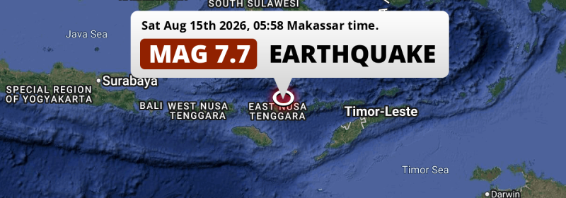 On Saturday Night an Unusually powerful M7.7 Earthquake struck in the Flores Sea near Ende (Indonesia).