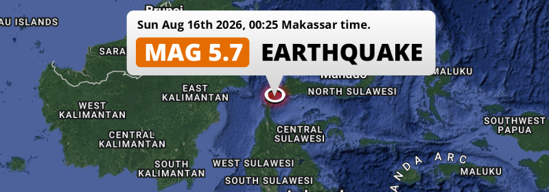 On Sunday Night a Significant M5.7 Earthquake struck in the Gulf Of Tomini 126km from Palu (Indonesia).